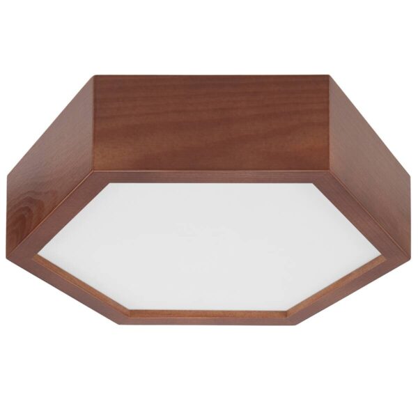 Lamkur Deckenleuchte rustikal Holz Glas B/H/L: ca. 33x12x33 cm 1 Brennstellen – Bild 4