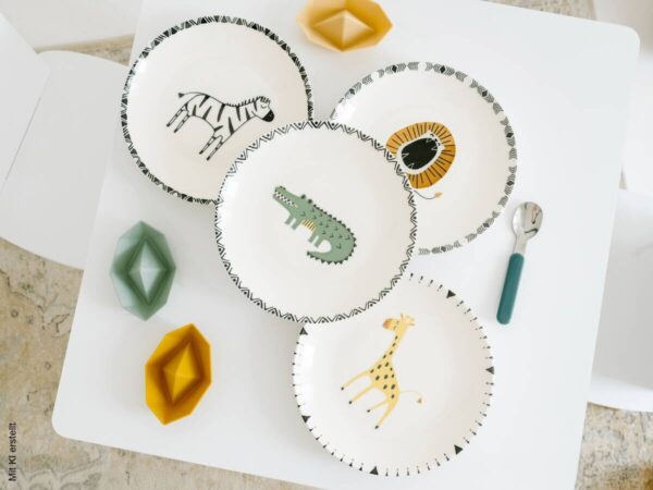 CreaTable Tellerset Safari mehrfarbig Steinzeug D: ca. 21 cm – Bild 3