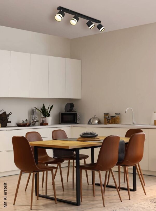 GLOBO Strahler Opal schwarz Metall Kunststoff B/H/L: ca. 8,2x18,5x80 cm 4 Brennstellen – Bild 4