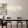 GLOBO Luster gold amber klar Metall Glas B/H/L: ca. 50x120x120 cm E14 12 Brennstellen – Bild 2