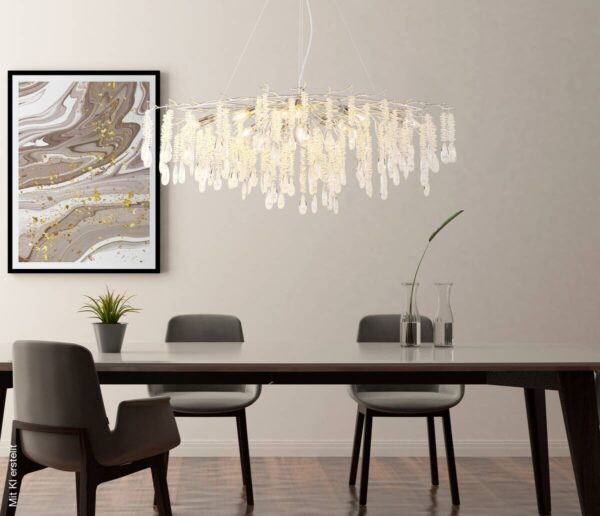 GLOBO Luster gold amber klar Metall Glas B/H/L: ca. 50x120x120 cm E14 12 Brennstellen – Bild 2