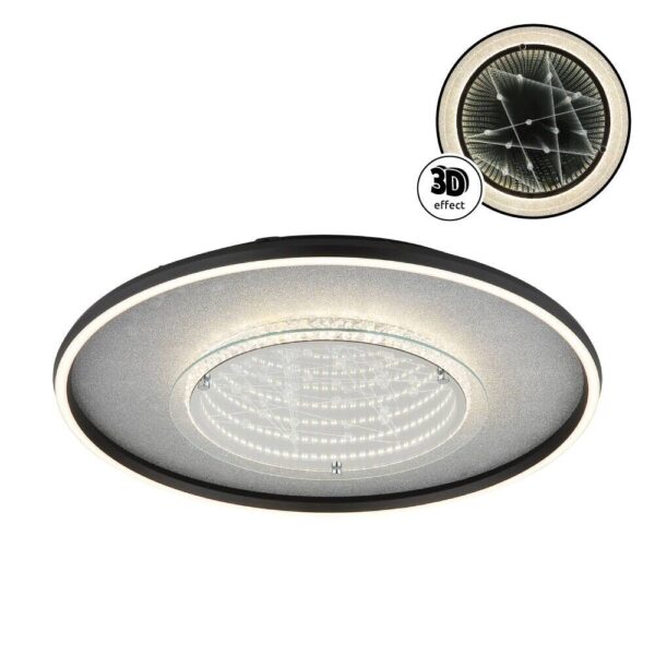 GLOBO Deckenleuchte schwarz silber klar Glas Aluminium Kunststoff H/D: ca. 6,8x51,5 cm 1 Brennstellen – Bild 3