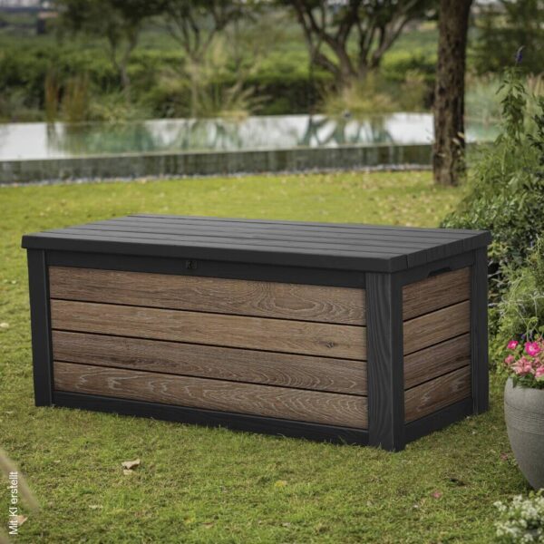 Keter Kissenbox Holzoptik Kunststoff B/H/L: ca. 72,4x64,4x155 cm – Bild 3