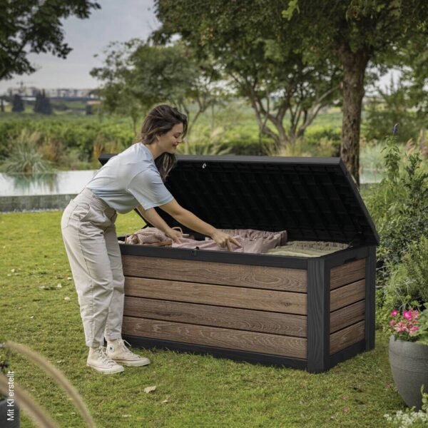 Keter Kissenbox Holzoptik Kunststoff B/H/L: ca. 72,4x64,4x155 cm – Bild 4