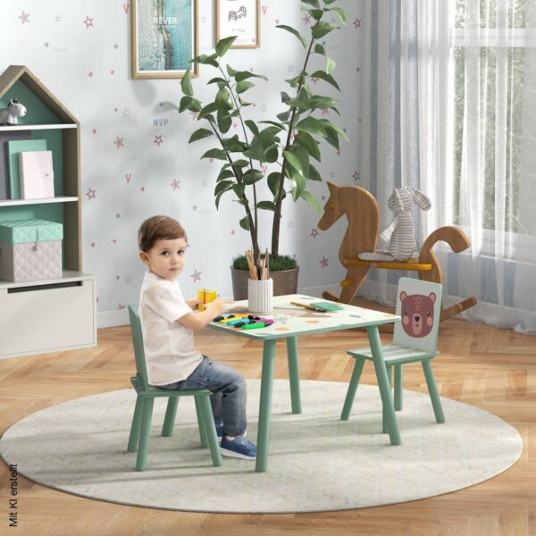 ZONEKIZ Kinder Sitzgruppe grün Kiefer B/H/L: ca. 60x44x60 cm – Bild 2
