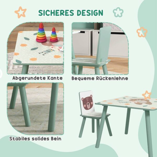 ZONEKIZ Kinder Sitzgruppe grün Kiefer B/H/L: ca. 60x44x60 cm – Bild 4