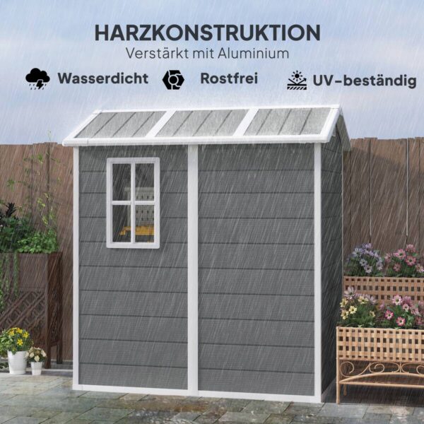 Outsunny Gartenhaus grau B/H/L: ca. 131x198x186 cm – Bild 4