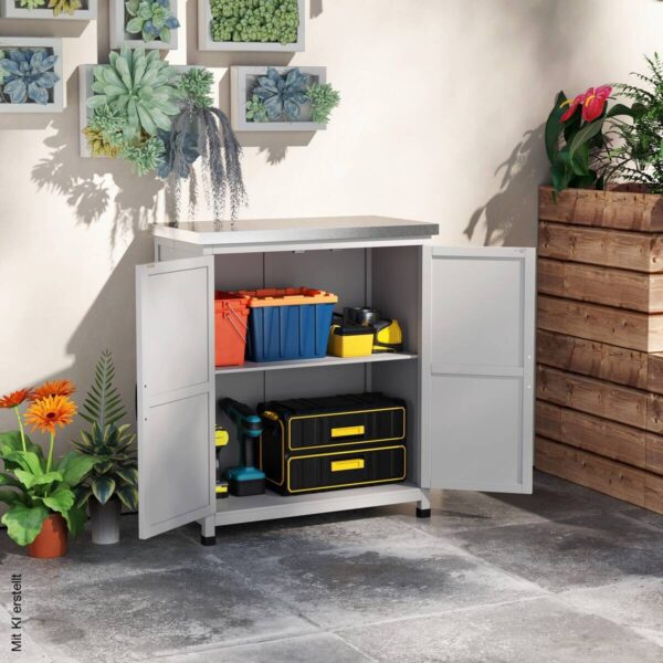 Outsunny Gartenschrank grau Stahl B/H/L: ca. 43x92x79 cm Outsunny Gartenschrank grau Stahl B/H/L: ca. 43x92x79 cm – Bild 3