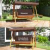 Outsunny Hollywoodschaukel braun Holz B/H/L: ca. 130x181x236 cm – Bild 2