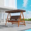 Outsunny Hollywoodschaukel braun Holz B/H/L: ca. 130x181x236 cm – Bild 3