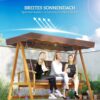 Outsunny Hollywoodschaukel braun Holz B/H/L: ca. 130x181x236 cm – Bild 4