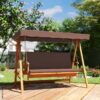 Outsunny Hollywoodschaukel braun Holz B/H/L: ca. 130x181x236 cm – Bild 5