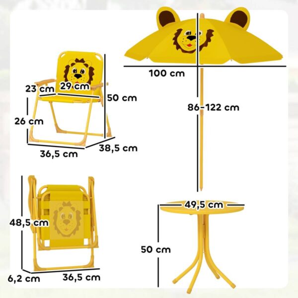 AIYAPLAY Garten-Kindersitzgruppe gelb Polyester B/H/L: ca. 49,5x50x49,5 cm – Bild 5