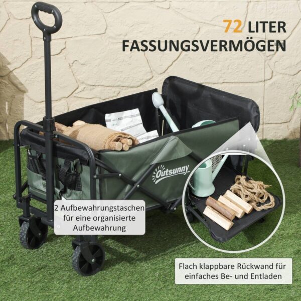 Outsunny Gartenwagen grün Polyester B/H/L: ca. 46x92x114 cm – Bild 2