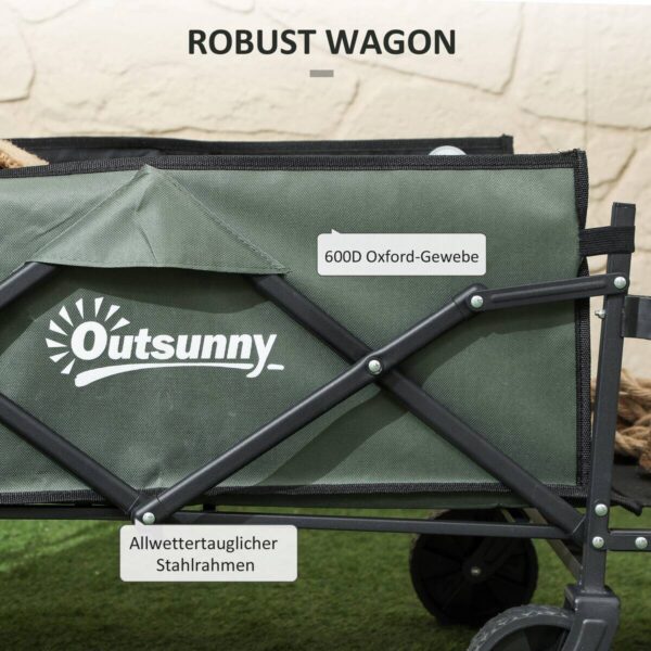 Outsunny Gartenwagen grün Polyester B/H/L: ca. 46x92x114 cm – Bild 4