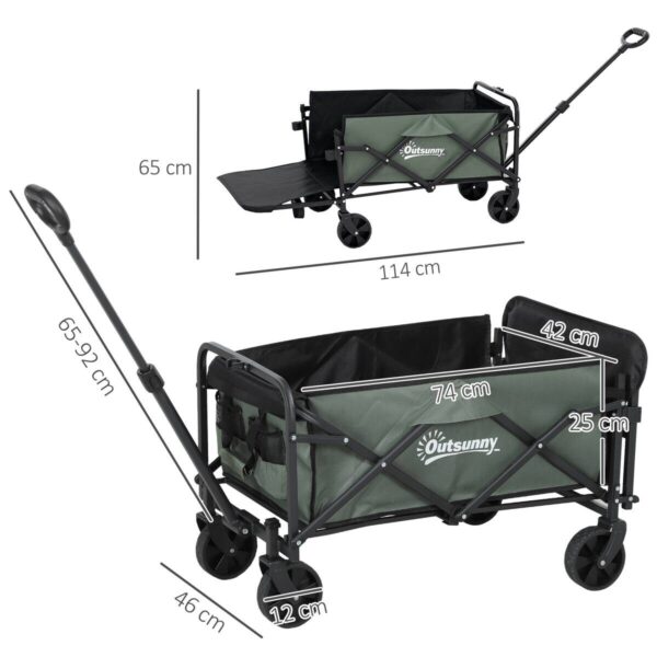 Outsunny Gartenwagen grün Polyester B/H/L: ca. 46x92x114 cm – Bild 5