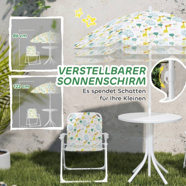 AIYAPLAY Garten-Kindersitzgruppe weiß Stahl B/H/L: ca. 49,5x50x49,5 cm – Bild 4