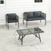 Outsunny Rattan Gartenmöbel-Set grau Stahl B/H/L: ca. 65x68x116 cm – Bild 3
