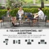 Outsunny Rattan Gartenmöbel-Set grau Stahl B/H/L: ca. 65x68x116 cm – Bild 5