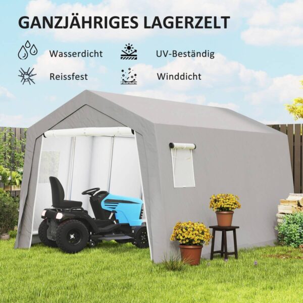 Outsunny Gerätezelt hellgrau Kunststoff B/H/L: ca. 300x255x447 cm – Bild 2