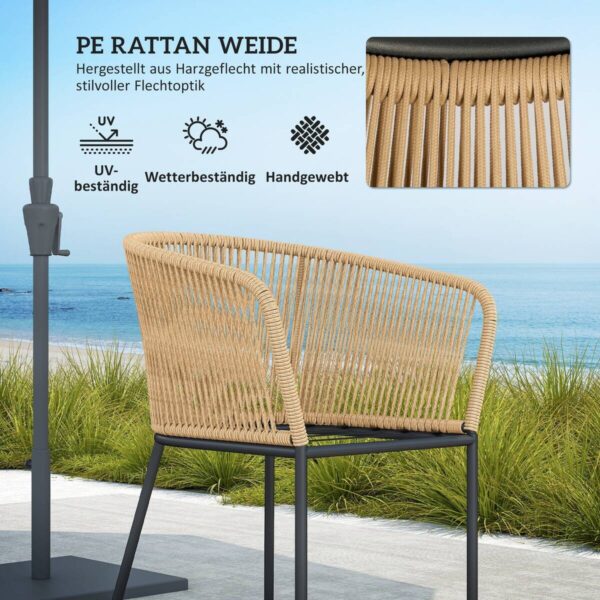 Outsunny Rattan Gartenmöbel-Set khaki Polyethylen B/H/L: ca. 80x74x140 cm – Bild 2