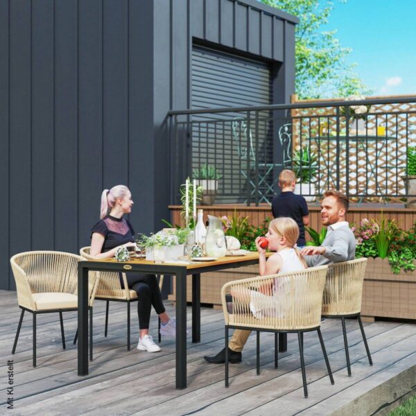 Outsunny Rattan Gartenmöbel-Set khaki Polyethylen B/H/L: ca. 80x74x140 cm – Bild 3
