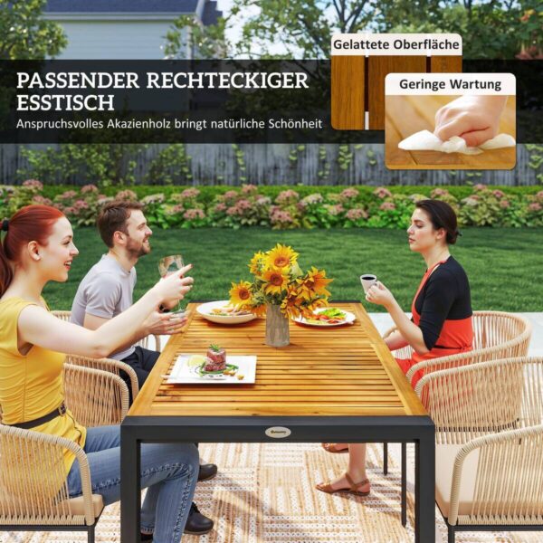 Outsunny Rattan Gartenmöbel-Set khaki Polyethylen B/H/L: ca. 80x74x140 cm – Bild 4