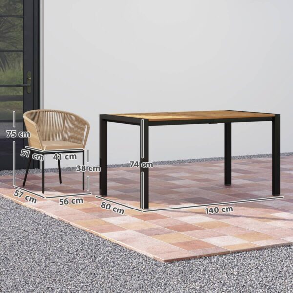 Outsunny Rattan Gartenmöbel-Set khaki Polyethylen B/H/L: ca. 80x74x140 cm – Bild 5