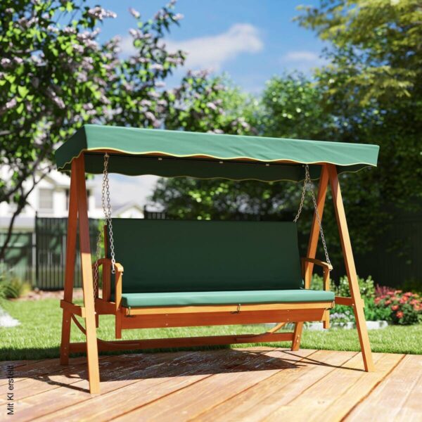 Outsunny Hollywoodschaukel dunkelgrün Polyester B/H/L: ca. 130x181x236 cm – Bild 3