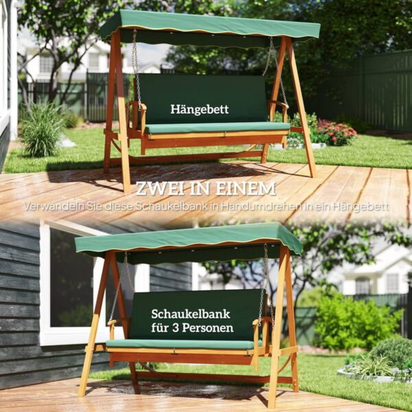 Outsunny Hollywoodschaukel dunkelgrün Polyester B/H/L: ca. 130x181x236 cm – Bild 4