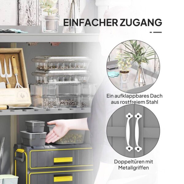 Outsunny Gartenschrank grau Edelstahl B/H/L: ca. 43x88x74 cm – Bild 2