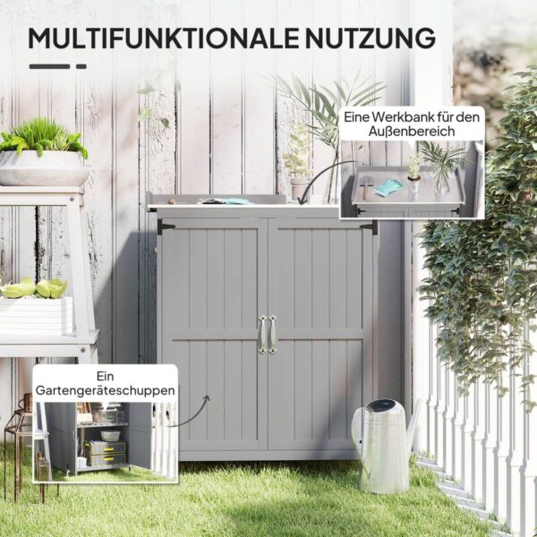 Outsunny Gartenschrank grau Edelstahl B/H/L: ca. 43x88x74 cm – Bild 4