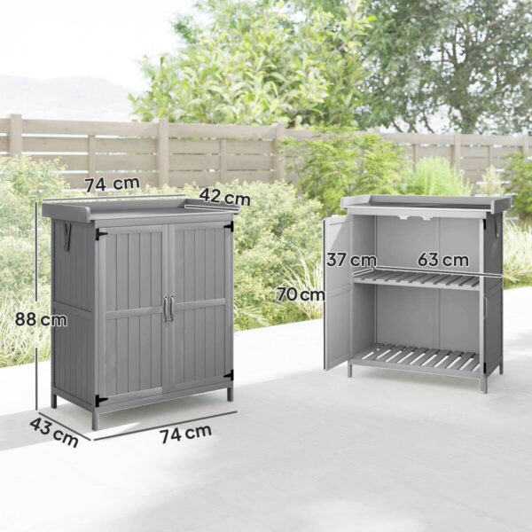 Outsunny Gartenschrank grau Edelstahl B/H/L: ca. 43x88x74 cm – Bild 5
