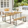 Outsunny Sitzgruppe Holzoptik Holz B/H/L: ca. 76x77x178 cm – Bild 3