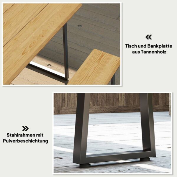 Outsunny Sitzgruppe Holzoptik Holz B/H/L: ca. 76x77x178 cm – Bild 4