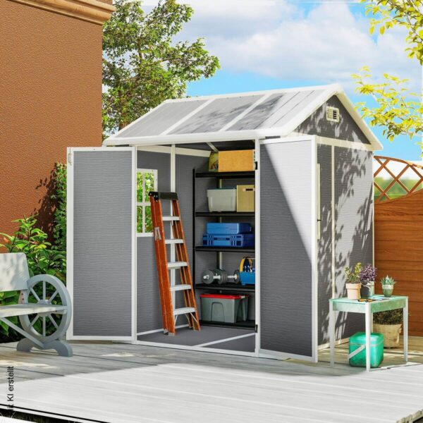 Outsunny Garden Storage Shed grau B/H/L: ca. 181x220x181 cm – Bild 2