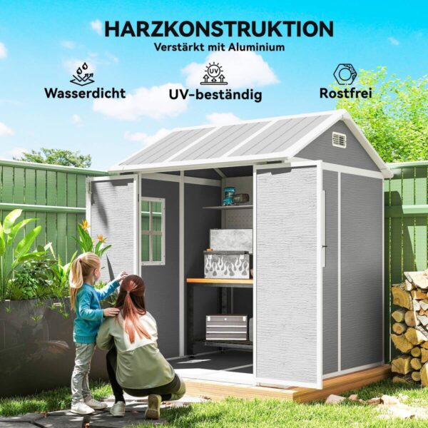 Outsunny Garden Storage Shed grau B/H/L: ca. 181x220x181 cm – Bild 5
