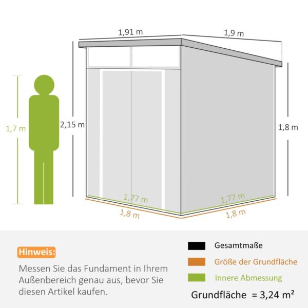 Outsunny Gerätehaus dunkelgrau B/H/L: ca. 190x215x191 cm – Bild 2
