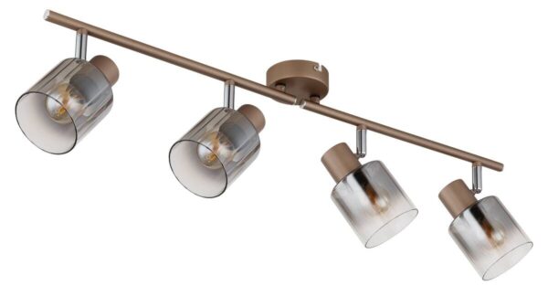 GLOBO Spot 4-flg. Walton 4 kaffee klar Rauch Glas Metall B/H/L: ca. 8x15x70 cm E14 4 Brennstellen – Bild 2