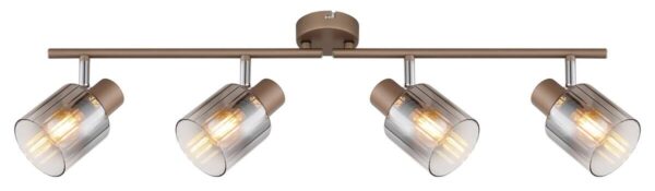 GLOBO Spot 4-flg. Walton 4 kaffee klar Rauch Glas Metall B/H/L: ca. 8x15x70 cm E14 4 Brennstellen – Bild 4