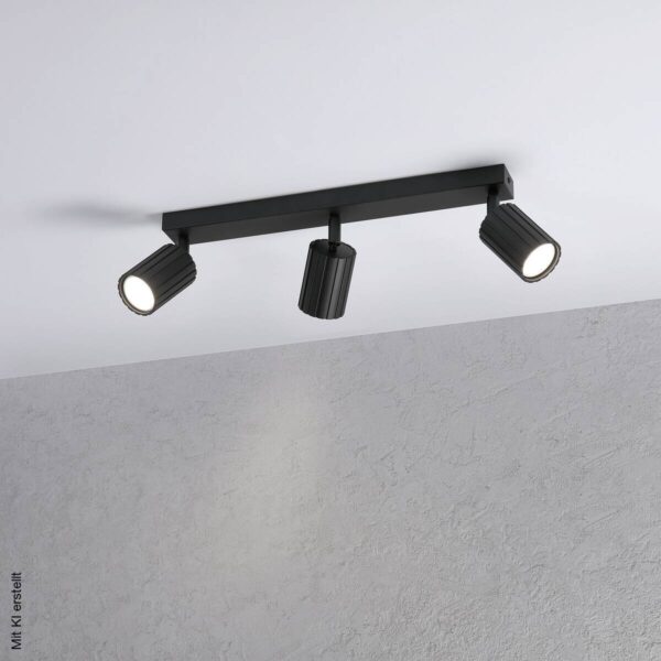 Lamkur Strahler Prisma schwarz Stahl B/H/L: ca. 6,5x16,5x45 cm 3 Brennstellen – Bild 4