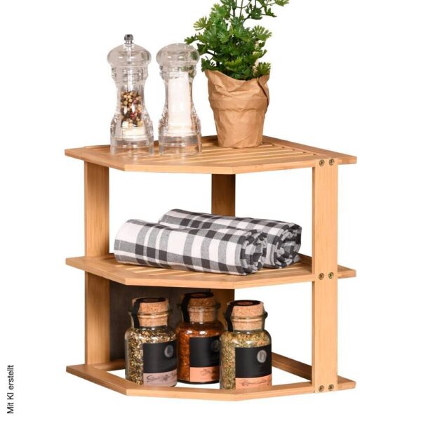 Kesper Kücheneckregal braun Bambus B/H/L: ca. 25x25x28 cm – Bild 2