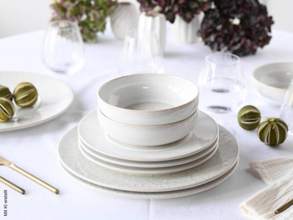 CreaTable Tafelservice Unico Toscania offwhite Steinzeug 8 tlg. – Bild 2
