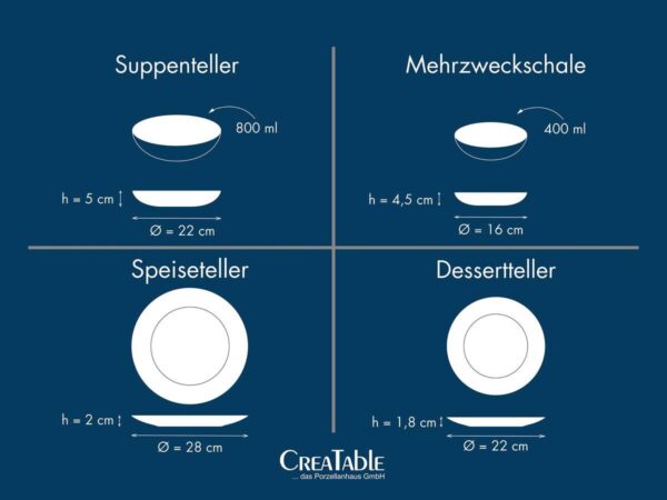 CreaTable Tafelservice Unico Toscania offwhite Steinzeug 8 tlg. – Bild 3