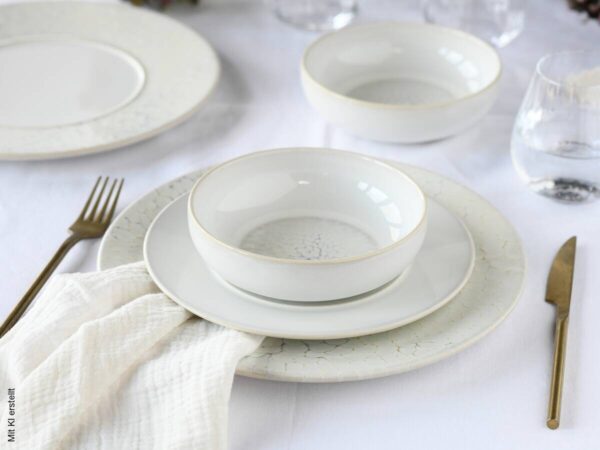 CreaTable Tafelservice Unico Toscania offwhite Steinzeug 8 tlg. – Bild 4
