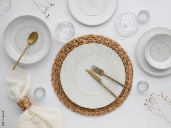 CreaTable Tafelservice Unico Toscania offwhite Steinzeug 8 tlg. – Bild 5