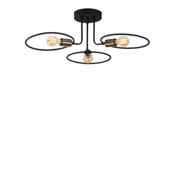 Opviq Deckenleuchte Circle-1341 schwarz Eisen B/H/T/L/D: ca. 66x22x66x66x66 cm E27 3 Brennstellen – Bild 5
