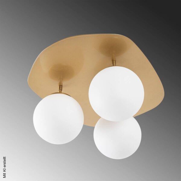 Opviq Deckenleuchte Well-11710 gold Glas B/H/T/L: ca. 37x25x44x37 cm E14 3 Brennstellen – Bild 5
