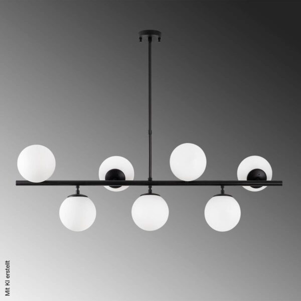 Opviq Deckenleuchte Fazli-10525 schwarz weiß Glas B/H/T/L: ca. 113x85x40x113 cm E14 7 Brennstellen – Bild 4
