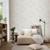 Vliestapete Blätter weiß beige grau B/L: ca. 53x1005 cm glitzernd – Bild 3